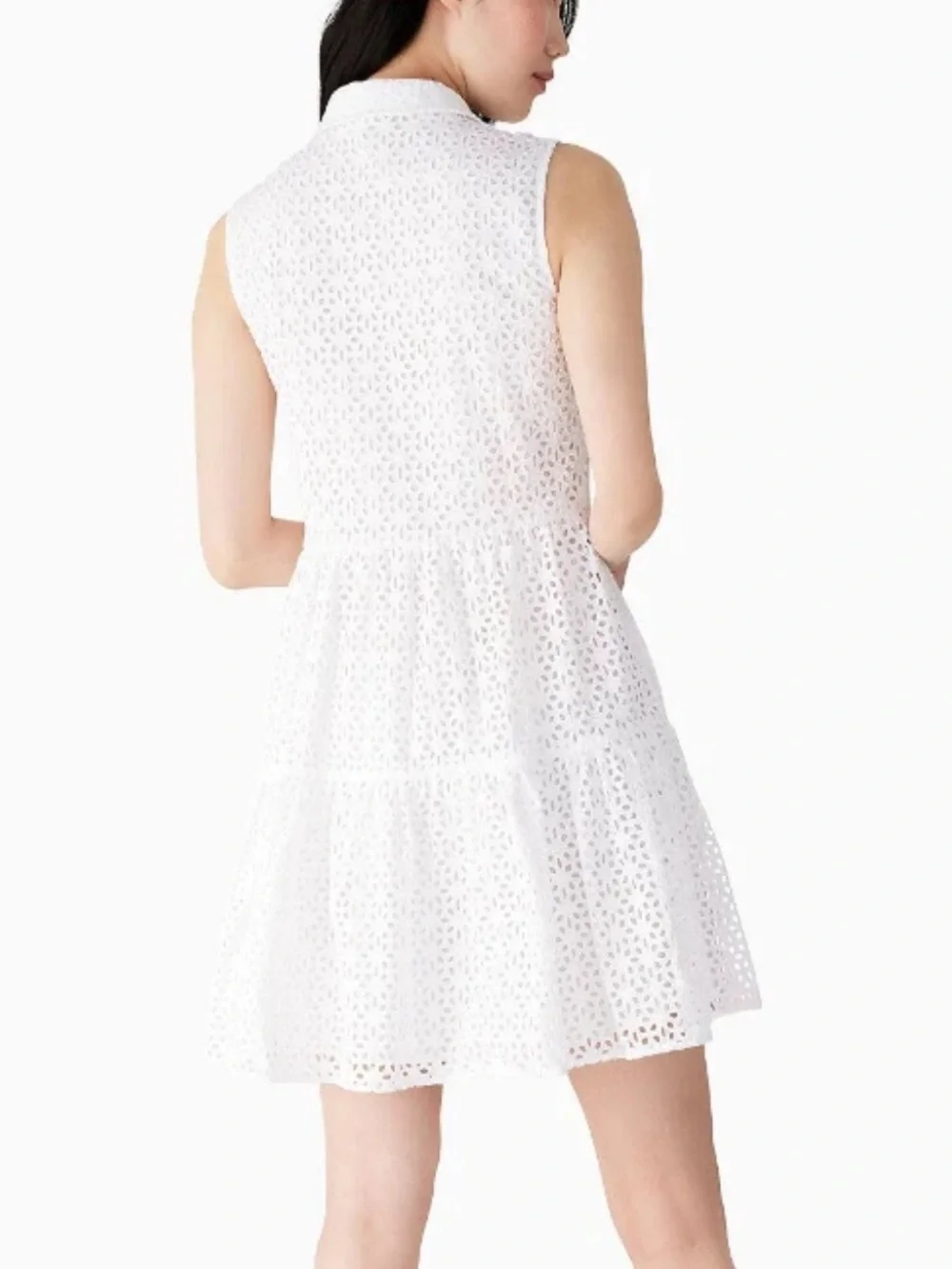 Kate Spade New York Eyelet Shirt Dress White Cotton XS $349 Lace Mini Preppy